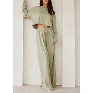 Bumpsuit The Cloud Green Slim Wide Leg High Waist Pant Womens Large